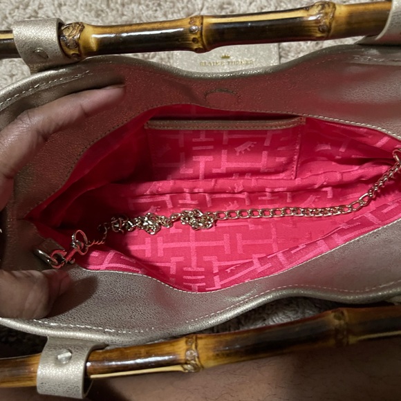 Elaine Turner Beach Grass Bamboo Handles Handbag with Matching Mirror - Picture 3 of 10